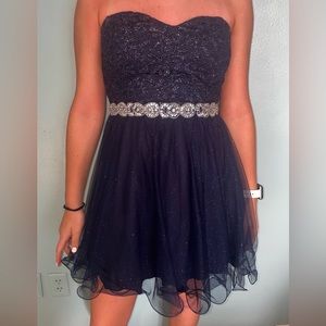 Navy Blue Sparkly Strapless Dress SIZE 3